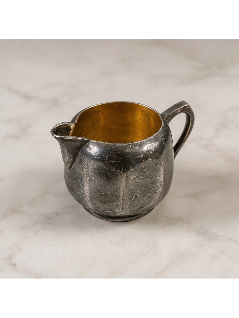 Vintage Oneida Community Tudor Plate Silverplate Mini Creamer Gold Wash Interior